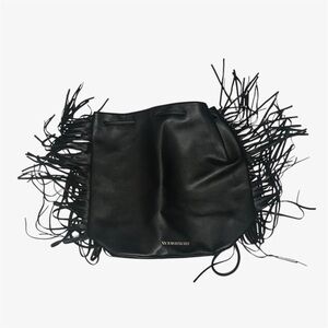 Victoria’s Secret Black Fringe “Leather” Drawstring Bag